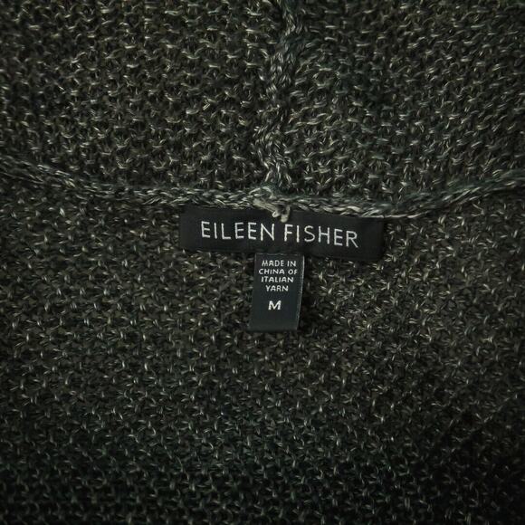 Eileen Fisher Size Medium M Gray Black Two Tone Open Long Sleeve Linen Cardigan - Picture 4 of 7